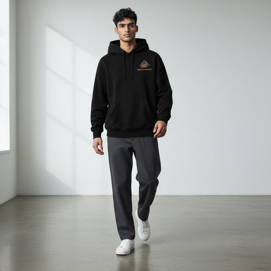 Black 1776 Heritage Hoodie by Infinite Ascent featuring vintage American flag artwork