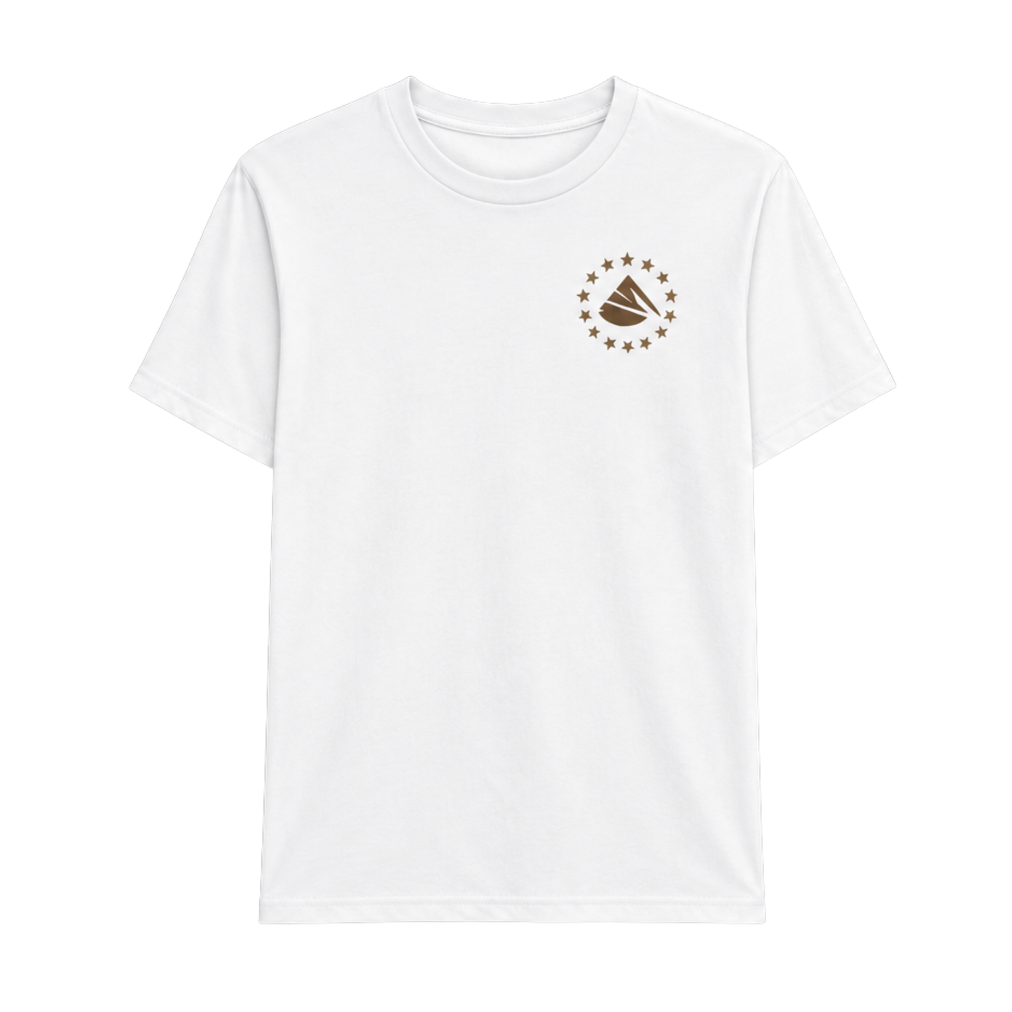 White One Percent Better Tee featuring distressed motivational typography on the back and minimalist Infinite Ascent chest logo on the front.