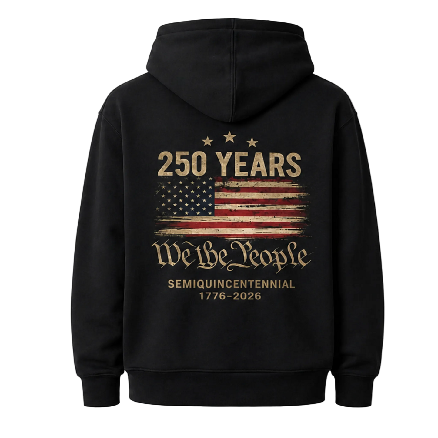 Black 1776 Heritage Hoodie by Infinite Ascent featuring  250 Years commemorative back graphic.