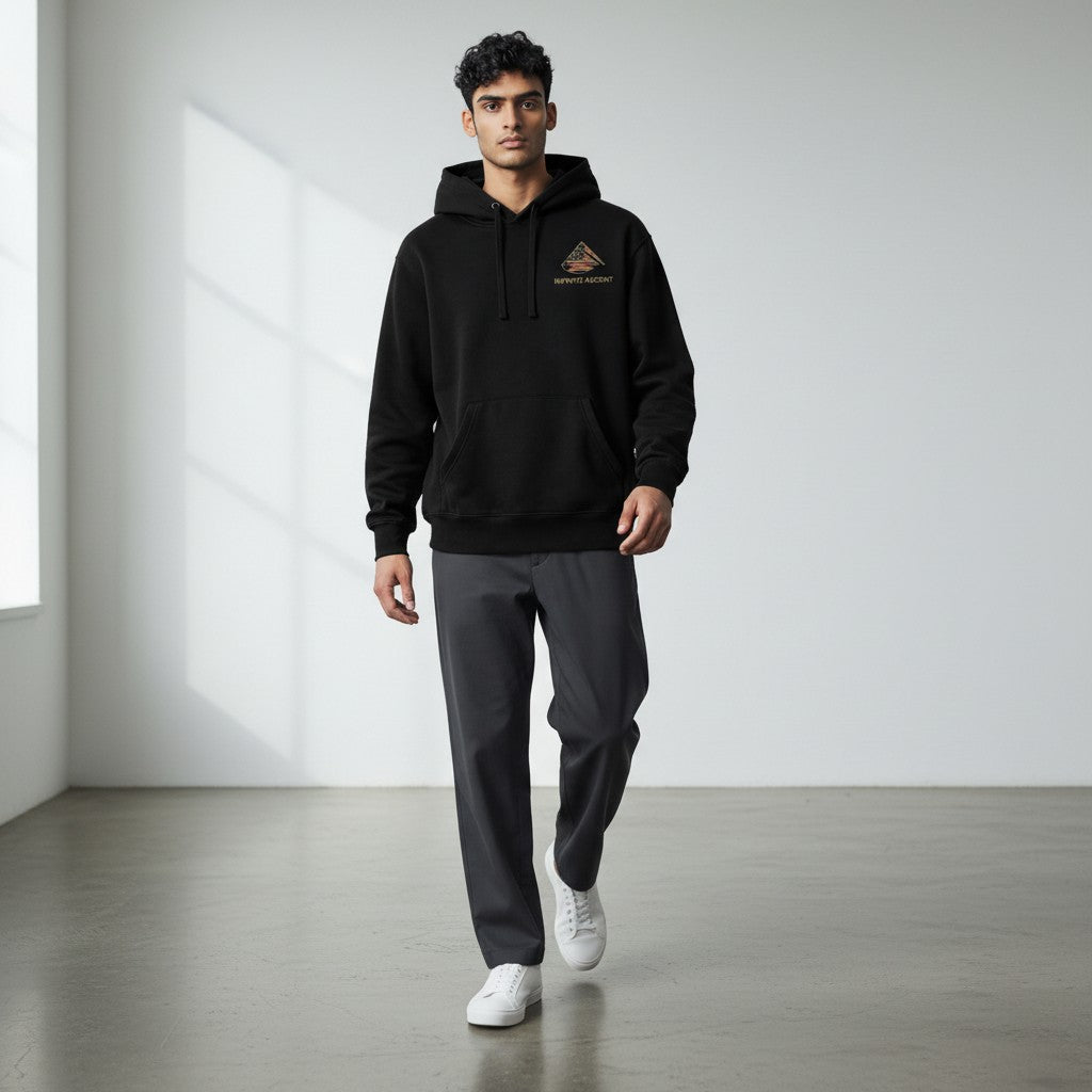 Black 1776 Heritage Hoodie by Infinite Ascent featuring vintage American flag artwork