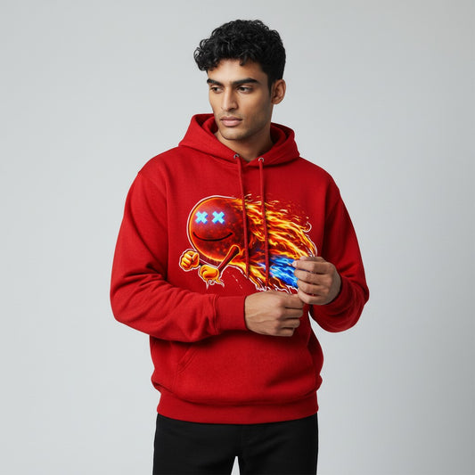 Red Face Your Ghosts Hoodie by Infinite Ascent featuring red phantom artwork, motivational text, and subtle ghost graphics on the back.